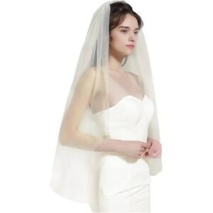 BEAUTELICATE Wedding Bridal Veil with Fingertip Length 39 inch Champagne - NEW